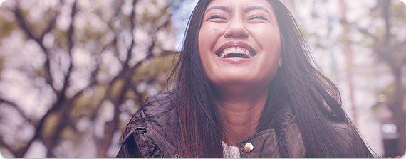 woman with tagline 'my heartfelt laugh'